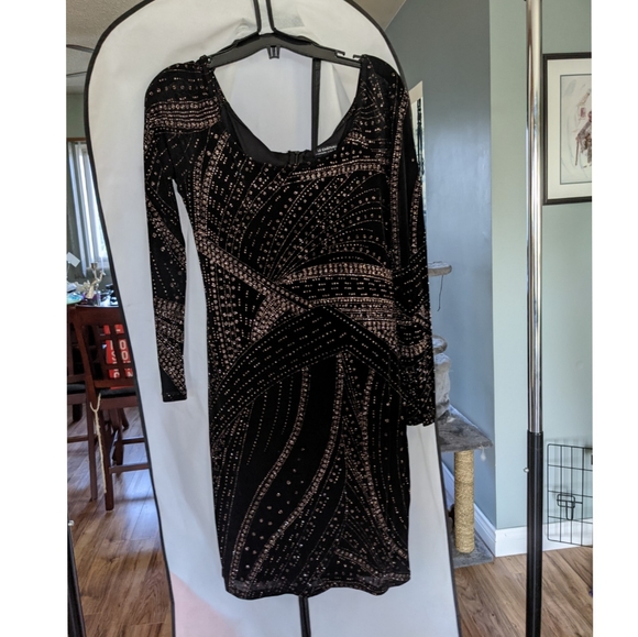 Le Chateau Black Glitter Dress - Picture 1 of 4